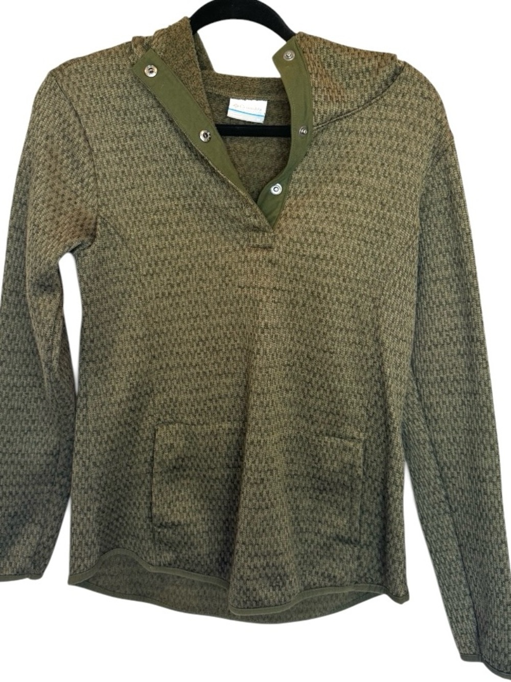 Columbia Green Knit Henley Pullover Sweater Women M